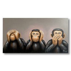 Maleri -  Chimpanzee: No See, No Hear, No Speak